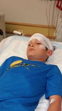 A photo of Colten Polyniak, age 9, receiving a follow up EEG. Colten was diagnosed with idiopathic generalized epilepsy at the age of 3.