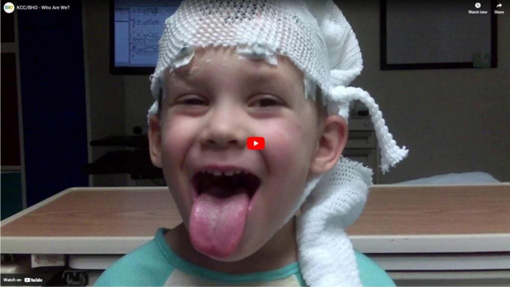 Colton Polyniak during his first EEG, playfully sticking his tongue out, before the onset of severe epilepsy symptoms.
