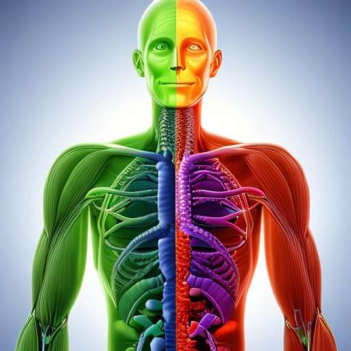 Digital illustration of the human body displaying the endocannabinoid system with CBD molecules interacting.