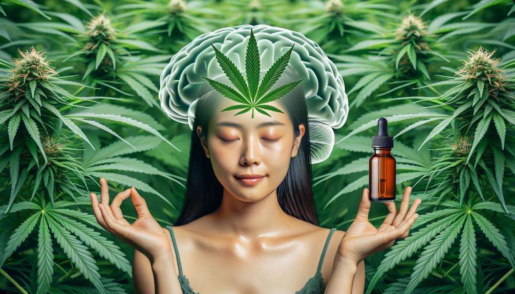 A woman resting peacefully while holding a bottle of Genesis Blend CBD Oil, symbolizing relaxation and relief from anxiety and depression.
