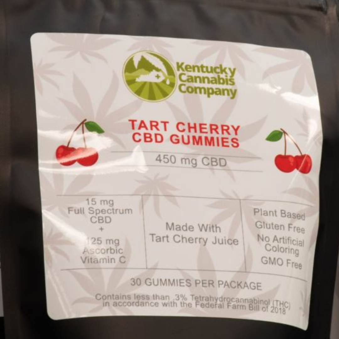 Tart Cherry Full Spectrum CBD Gummies from Bluegrass Hemp Oil, made with real cherry extract and Kentucky-grown hemp.